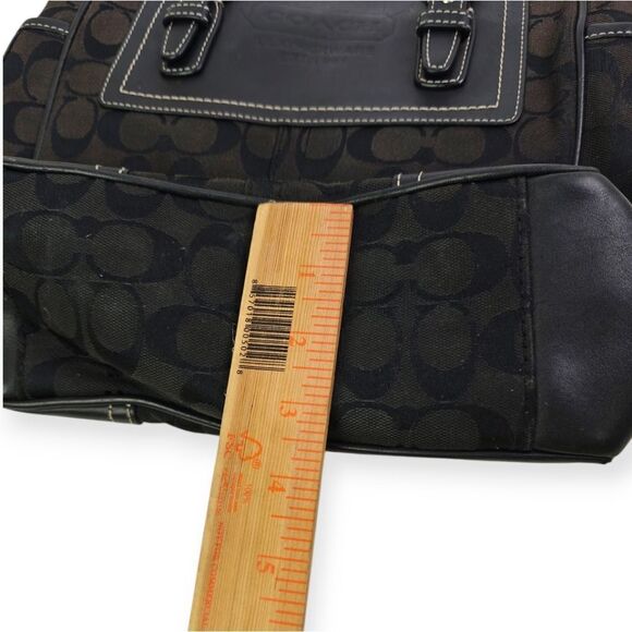 Coach Legacy Black Leather Trim CC Signature Canvas Handbag Tote Purse - Picture 10 of 14